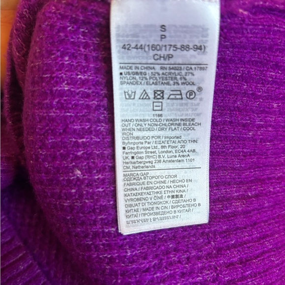 GAP Women’s Vibrant Purple Wool Mock Neck Waffle Knit Sweater size Small - Picture 4 of 9